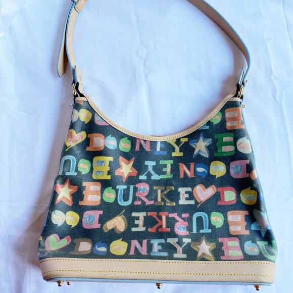 Vintage Dooney & Bourke Multicolor Graffiti Logo Shoulder Bag - Picture 2 of 8